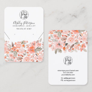 Carte De Visite Logo floral rose corail bijoux collier d'oreille