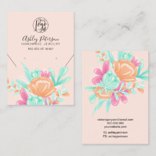 Carte De Visite Logo floral rose pastel collier de bijoux