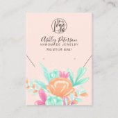 Carte De Visite Logo floral rose pastel collier de bijoux (Devant)