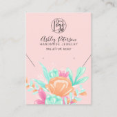 Carte De Visite logo floral rose turquoise collier d'oreille bijou (Devant)