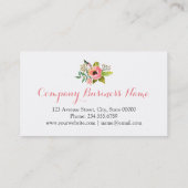 Carte De Visite Logo floral simple et élégant en noir blanc (Dos)