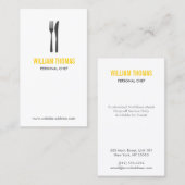 Carte De Visite LOGO FORK & KNIFE pour Restaurant, Chef, Restaurat (Devant / Derrière)