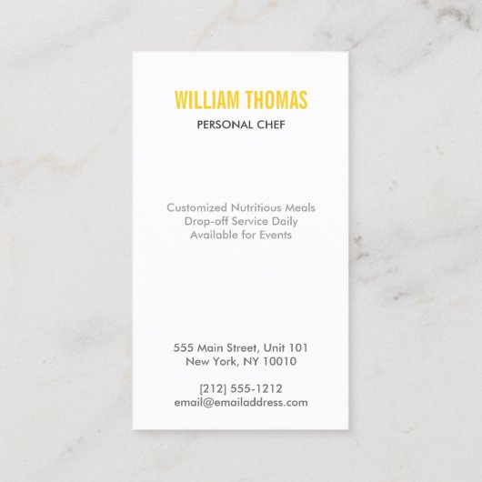 Carte De Visite LOGO FORK & KNIFE pour Restaurant, Chef, Restaurat (Dos)