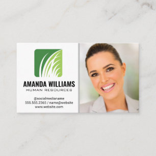 Carte De Visite Logo Gazon   Femme d'affaires souriante