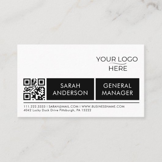 Carte De Visite Logo général simple Qr Code professionnel (Devant)