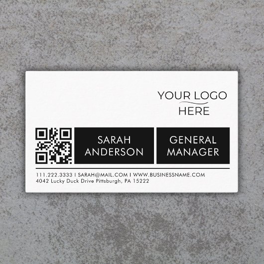 Carte De Visite Logo général simple Qr Code professionnel