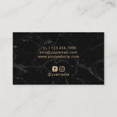 Carte De Visite Logo géométrique or Abstrait Marbre noir moderne (Dos)