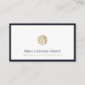 Carte De Visite Logo géométrique or Bordure bleu marine (Devant)