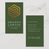 Carte De Visite Logo géométrique or | Green (Devant / Derrière)