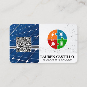 Carte De Visite Logo Géométrique Tech Énergie Panneaux Solaires