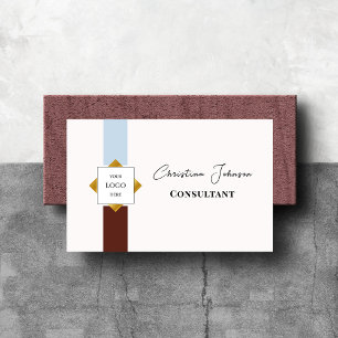 Carte De Visite Logo Gold Brown Stripes tendance
