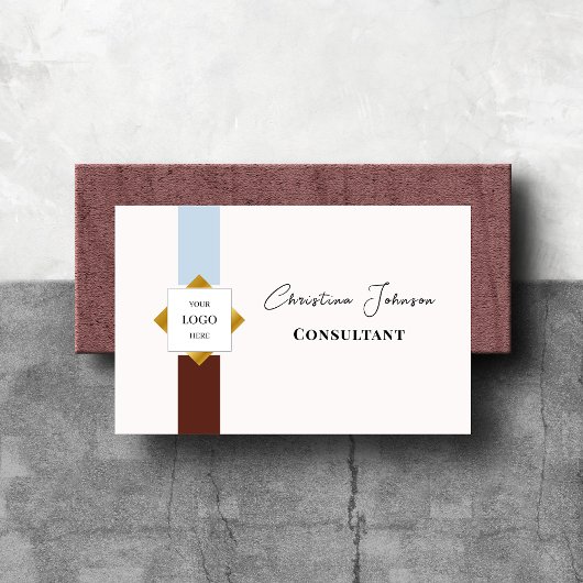 Carte De Visite Logo Gold Brown Stripes tendance