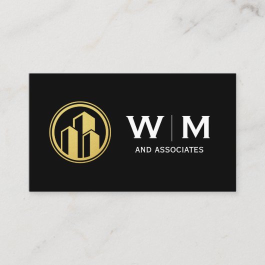 Carte De Visite Logo Gold Buildings | Monogramme (Devant)