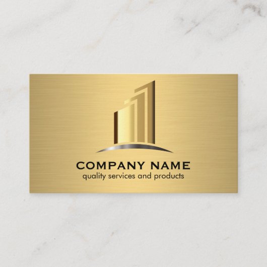 Carte De Visite Logo Gold Business | Immobilier (Devant)
