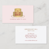 Carte De Visite Logo Gold Cake sur Rose pour boulangerie, Café, Ch (Devant / Derrière)