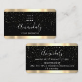 Carte De Visite Logo Gold Confetti Black Maquillage Nails Stylist (Devant / Derrière)