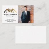 Carte De Visite Logo Gold de la propriété immobilière | Homme d'af (Devant / Derrière)