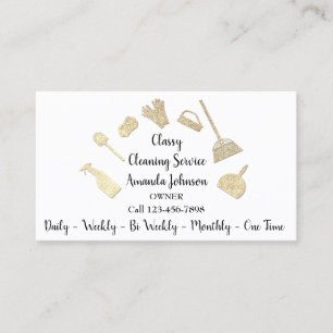 Carte De Visite Logo Gold des services de nettoyage Classy Maid Wh