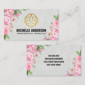 Carte De Visite Logo Gold Lotus | Fleurs roses | Palm (Devant / Derrière)