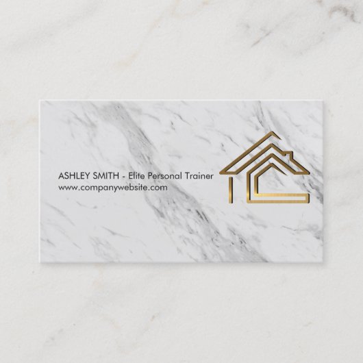 Carte De Visite Logo Gold Metal House | Marbre (Devant)