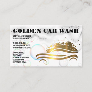 Carte De Visite Logo Gold Metallic Car Wash   Mousse de bulles de 