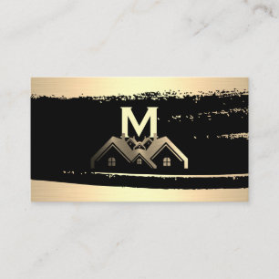 Carte De Visite Logo Gold Metallic Homes   Monogramme