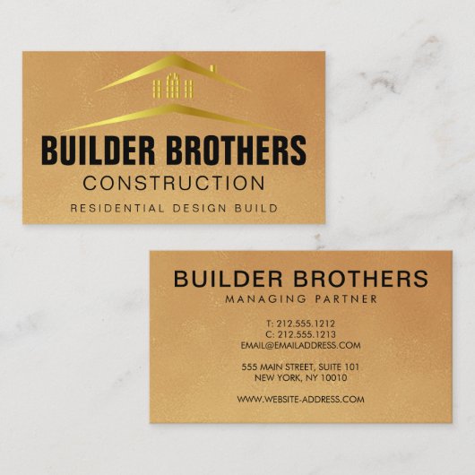 Carte De Visite Logo Gold personnalisé métal professionnel (Devant / Derrière)