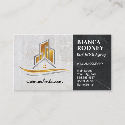 Carte De Visite Logo Gold Properties | Marbre (Devant)