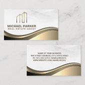 Carte De Visite Logo Gold Real Estate | Exécutif moderne (Devant / Derrière)