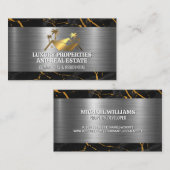 Carte De Visite Logo Gold Real Estate | Métal de marbre (Devant / Derrière)