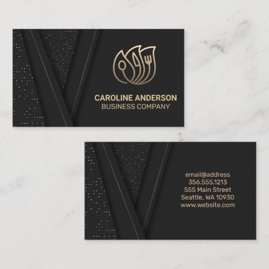 Carte De Visite Logo Gold Restaurant (Devant / Derrière)