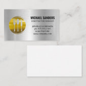 Carte De Visite Logo Gold Silverware | Arrière - plan métallique (Devant / Derrière)