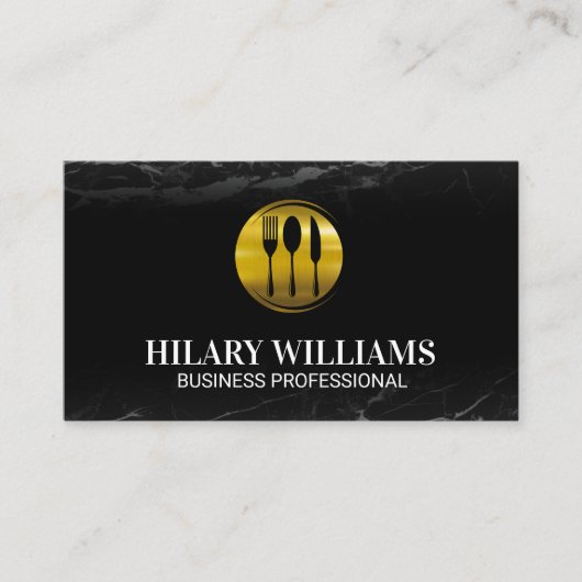 Carte De Visite Logo Gold Silverware | Marbre noir (Devant)