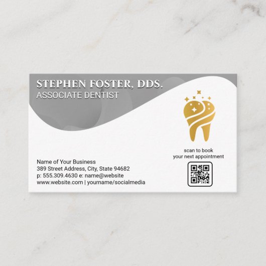 Carte De Visite Logo Gold Tooth | Dentistère | Code QR (Devant)