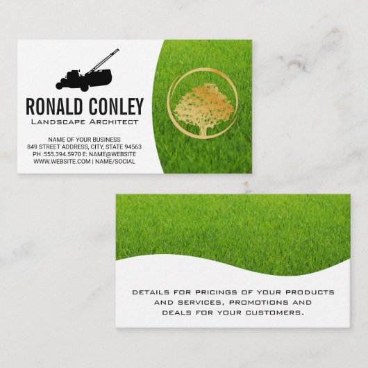 Carte De Visite Logo Gold Tree | Machine à gazon | Herbe (Devant / Derrière)