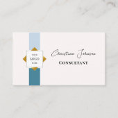 Carte De Visite Logo Gold Turquoise Stripes tendance (Devant)