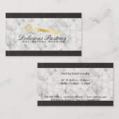 Carte De Visite Logo Gold Whisk | Arrière - plan en marbre (Devant / Derrière)