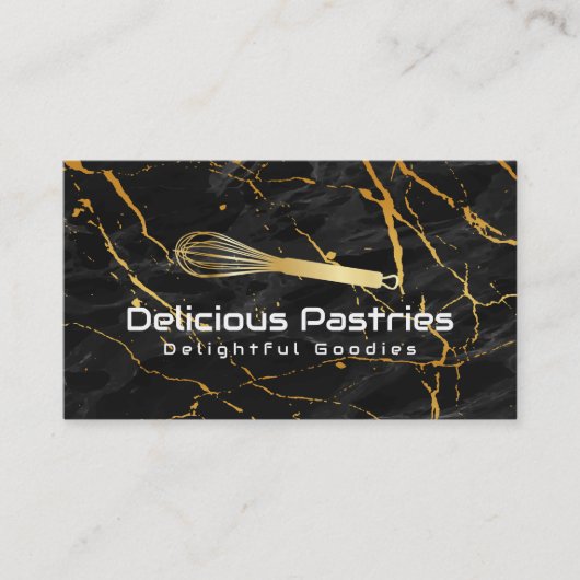 Carte De Visite Logo Gold Whisk | Marbre noir (Devant)