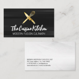 Carte De Visite Logo Golden Chef Knife Whisk