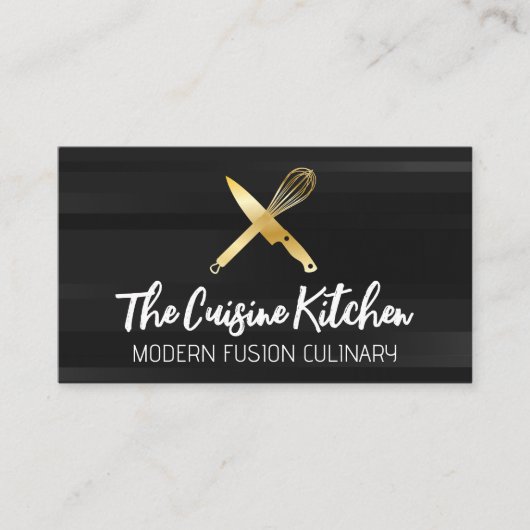 Carte De Visite Logo Golden Chef Knife Whisk (Devant)