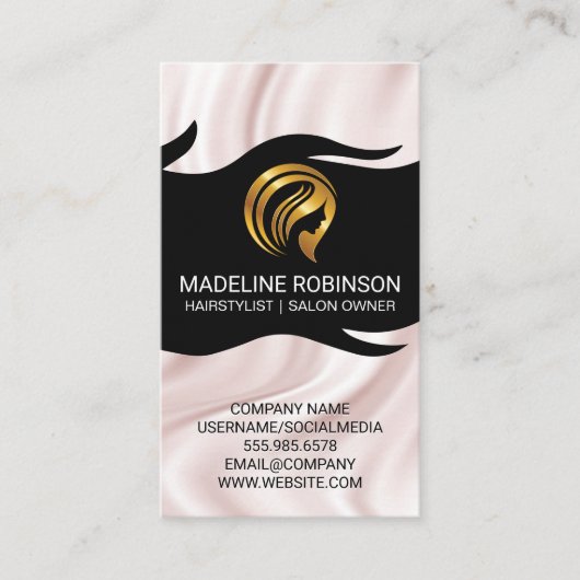 Carte De Visite Logo Golden Hair | Draperie de soie (Devant)