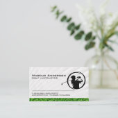Carte De Visite Logo Golfer Swinging | Herbe (Debout devant)