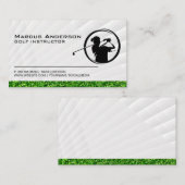 Carte De Visite Logo Golfer Swinging | Herbe (Devant / Derrière)