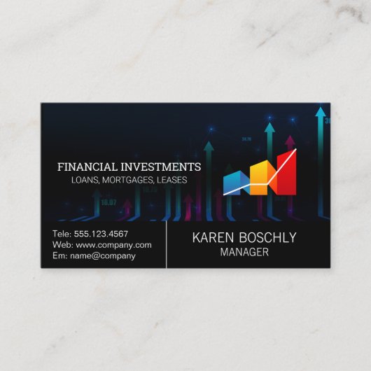 Carte De Visite Logo Graphique de croissance stock (Devant)