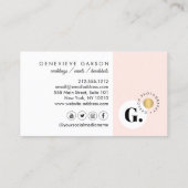 Carte De Visite Logo Gras Créatif Monogramme Rose Médias Sociaux (Dos)