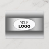 Carte De Visite Logo Gris et Blanc Gradié Silver Oval Frame (Devant)