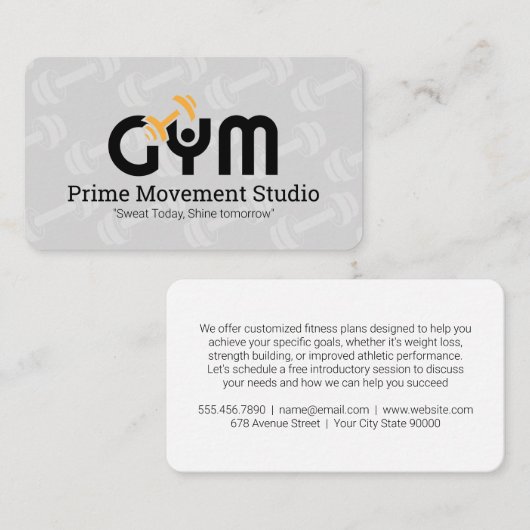 Carte De Visite Logo Gym Dumbbell | Santé (Devant / Derrière)
