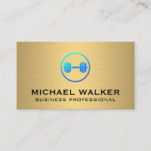 Carte De Visite Logo Gym Weight | Or métallique (Devant)