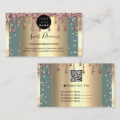 Carte De Visite Logo Hair maquillage clous SPA QR Code Drip Mint (Devant / Derrière)