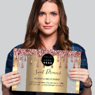 Carte De Visite Logo Hair maquillage clous SPA QR Code Gris